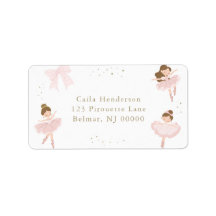 Cute Rosa Bow Ballerina Birthday Returadress