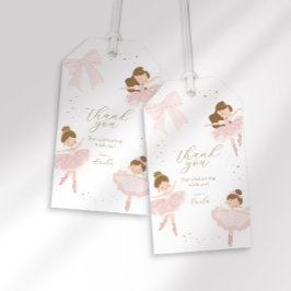 Cute Rosa Bow Ballerina Birthday-Tacken för Presentetikett