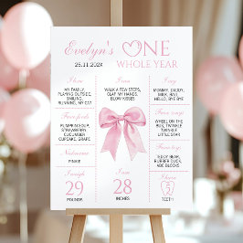 Cute Rosa Bow Coquette Birthday Milestone Sign Poster