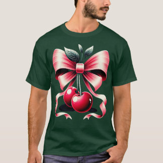 Cute Rosa Bow Coquette Cherry Clean Girl Aesthetic T Shirt