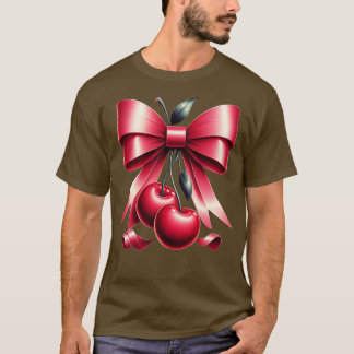 Cute Rosa Bow Coquette Cherry Clean Girl Aesthetic T Shirt