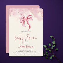 Cute Rosa Bow Coquette Girl Baby Shower