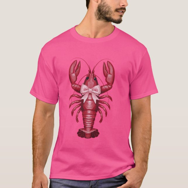 Cute Rosa Bow Coquette Kräftor Clean Girl Aesthet T Shirt (Framsida)