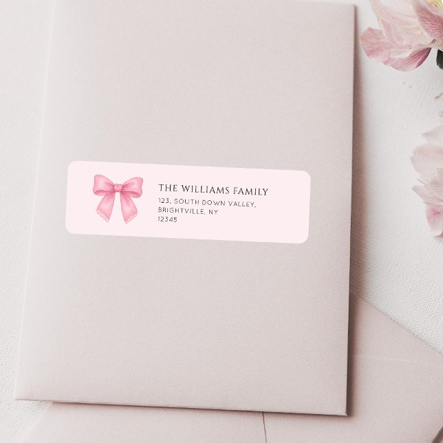 Cute Rosa Bow Coquette returadress Returadress Etikett (Cute Pink Bow Coquette return address Label)