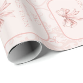 Cute Rosa Bow Coquette Toile Personlig Birthday Presentpapper