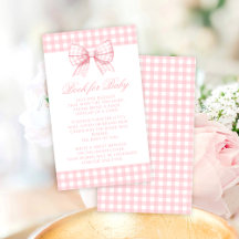 Cute rosa bow gingham bok för flicka dusch