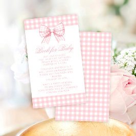 Cute rosa bow gingham bok för flicka dusch tilläggskort