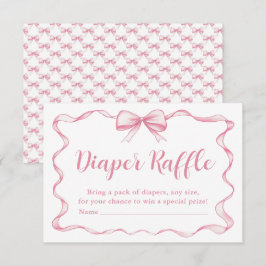 Cute Rosa Bow Girl Baby Shower Raffcard Inbjudningar