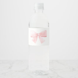 Cute Rosa Bow Girl Baby Shower Vattenflaskor Etikett