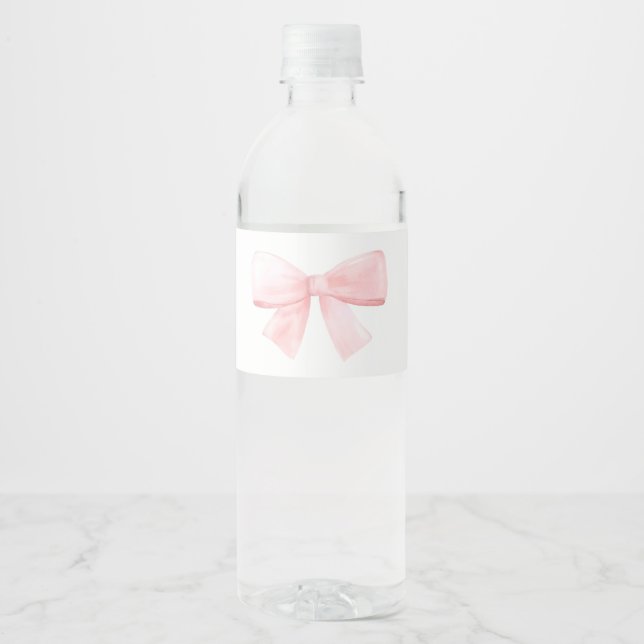 Cute  Rosa Bow Girl Baby Shower Vattenflaskor Etikett (Framsida)