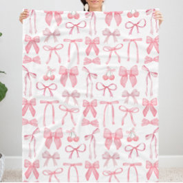 Cute Rosa Bow Girly Female Aesthetic Coquette Fleecefilt