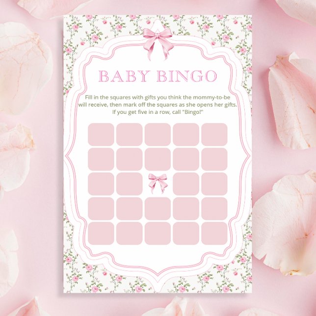 Cute Rosa Bow Kärlek Shack Baby Shower Bingo Game (Skapare uppladdad)