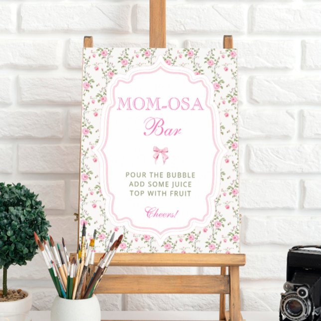 Cute Rosa Bow Kärlek Shack Baby Shower Mamma-osa P Poster (Skapare uppladdad)