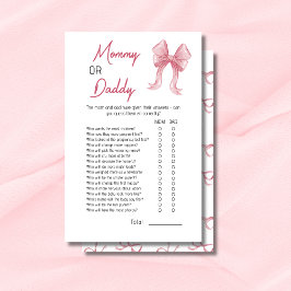 Cute Rosa Bow-Mamman eller Pappa Baby Shower-spelk