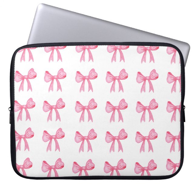 Cute Rosa Bow Neoprine laptop sleeve 15 tum (Framsidan)