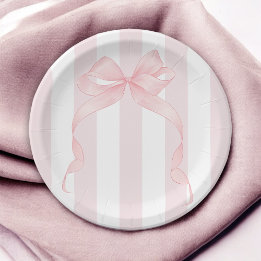 Cute Rosa Bow och Awning Rand Girly