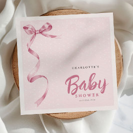 Cute Rosa Bow Ribbon Girl Baby Shower Pappersservett