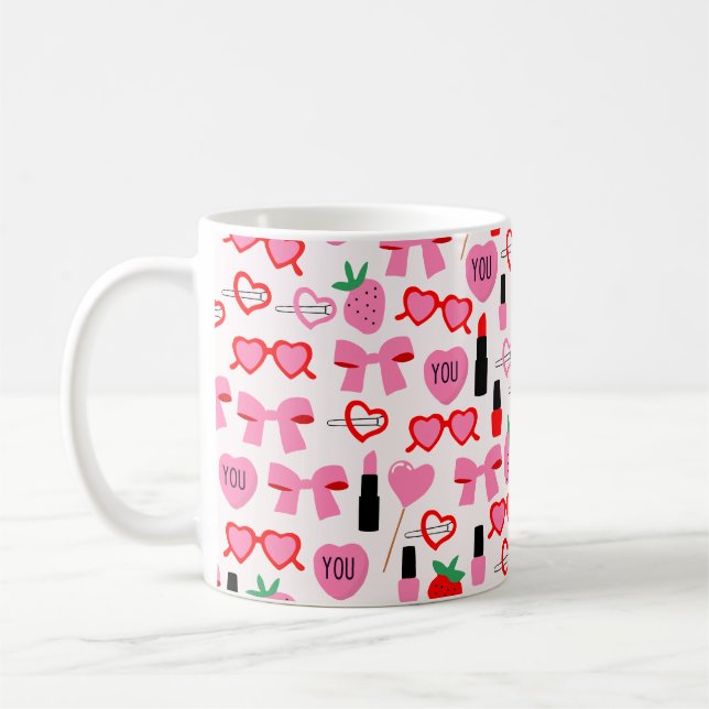Cute Rosa Bows Coffee Mugg (Vänster)