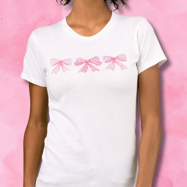 Cute Rosa Bows Coquette T Shirt (Skapare uppladdad)