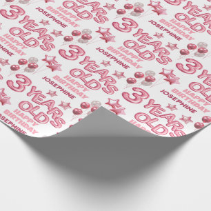 Cute Rosa Brev-ballong 3:e födelsedag Presentpapper