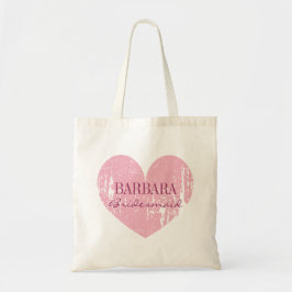Cute rosa bridesmaid tote bags | vintagens hjärta tygkasse