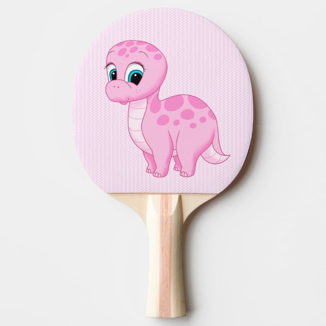 Cute Rosa Brontosaurus Dinosaur Pingisracket (Framsidan)