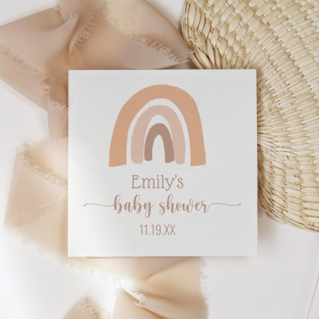 Cute Rosa Brown Boho Rainbow Flicka Shower Pappersservett (Skapare uppladdad)