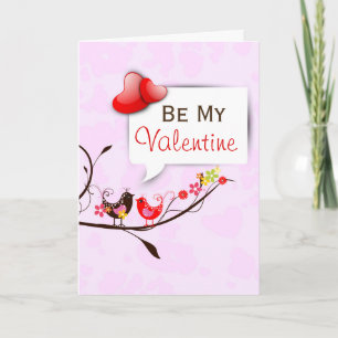 Cute Rosa Brown & Red Valentines Love birds Helgkort