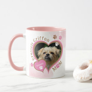 Cute Rosa Brussels Griffon Hund Mamma Photo och Na Mugg