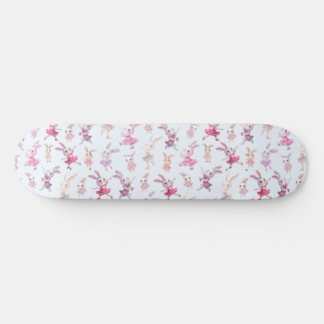 Cute Rosa Bunnies Dancing Mönster Mini Skateboard Bräda 18,5 Cm (Horz)