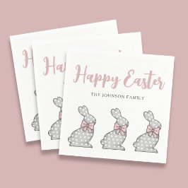 Cute Rosa Bunnies Glad påsk Pappersservett