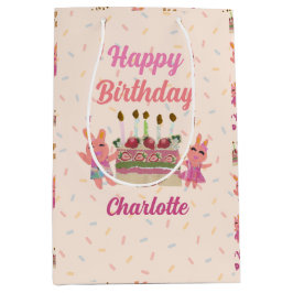 Cute rosa bunnies jordgubbskaka barns födelsedag