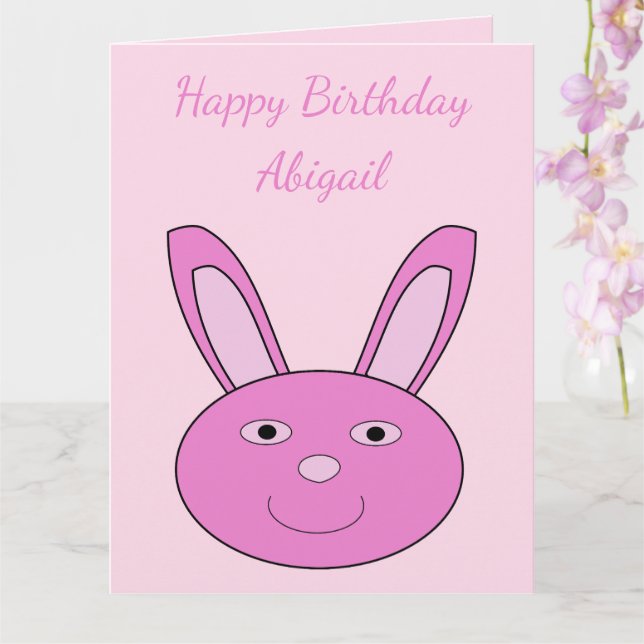 Cute Rosa Bunny Ansikte Vår Anpassningsbar Birthag Kort (Orkide)