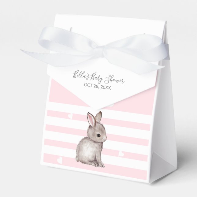 Cute Rosa Bunny Baby Shower Presentaskar (Framsidan Sidan)