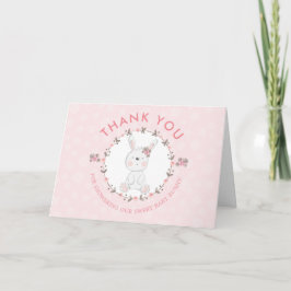 Cute Rosa Bunny Birth-meddelande - Tack för ditt k