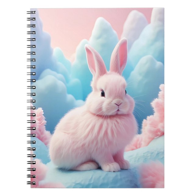 Cute Rosa Bunny Cotton Candy Clouds Anteckningsbok (Framsidan)
