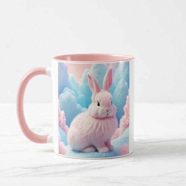 Cute Rosa Bunny Cotton Candy Clouds Mugg (Vänster)
