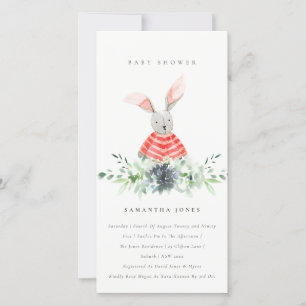 Cute Rosa Bunny Garden Fauna Baby Shower Inbjudan