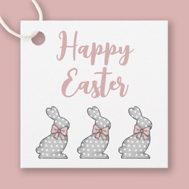 Cute Rosa Bunny Glad påsk Gåvor Etiketter (Cute Pink Bunny Happy Easter Favor Tags)