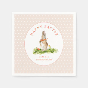 Cute Rosa Bunny Glad påsk Pappersservett