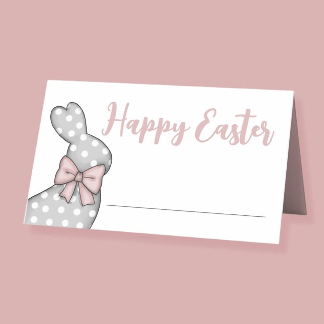 Cute Rosa Bunny Glad påsk Placeringskort (Cute Pink Bunny Happy Easter Place Card)