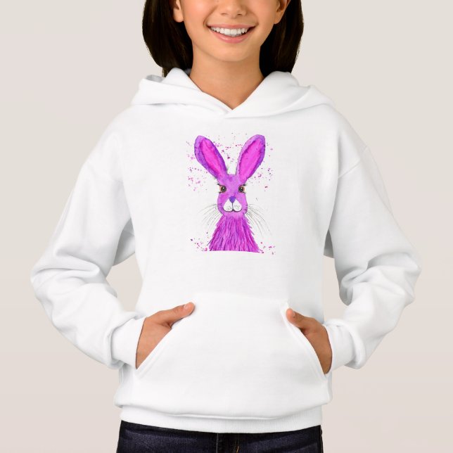 Cute rosa bunny kanin hare vattenfärgsgill t shirt (Framsida)