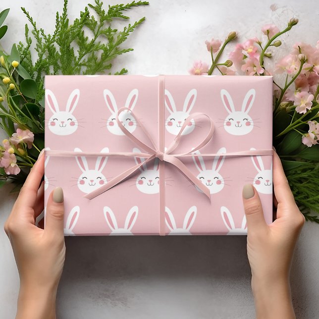 Cute Rosa Bunny Kids Påsk Presentpapper (Skapare uppladdad)