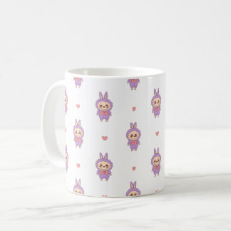 Cute Rosa Bunny Monster Holding Heart - Kawaii Lov Kaffemugg