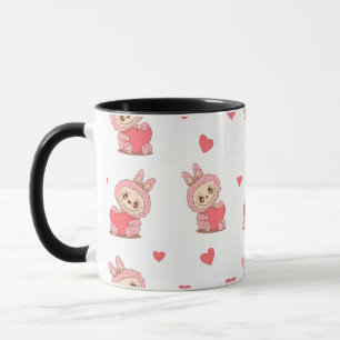 Cute Rosa Bunny Monster Holding Heart - Kawaii Lov Mugg
