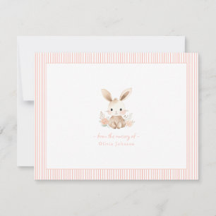 Cute rosa Bunny Rabbit Flicka Baby Shower Anteckningskort