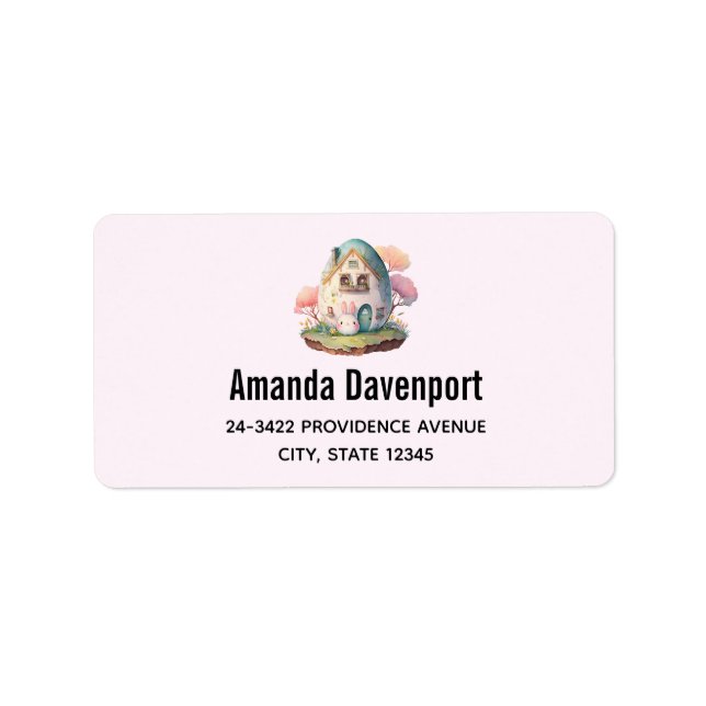 Cute Rosa Bunny Rabbit Kawaii Stil Adressetikett (Framsidan)