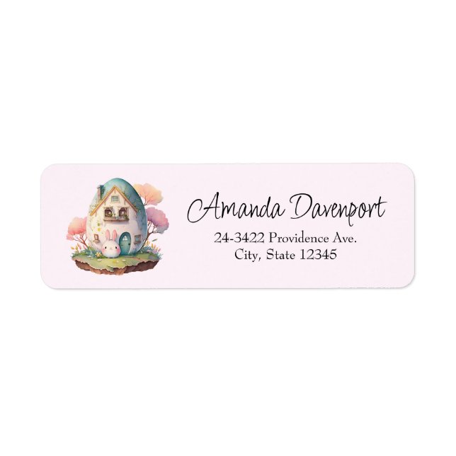 Cute Rosa Bunny Rabbit Kawaii Stil Returadress Etikett (Framsidan)