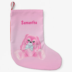 Cute Rosa Bunny Rabbit Liten Julstrumpa