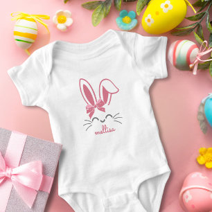 Cute Rosa Bunny Ribbon First Påsk Girl T Shirt